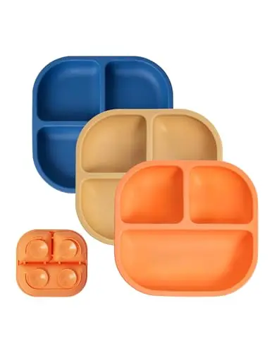 Babelio Suction Plates for babies and toddlers showing divided compartments and suction cups