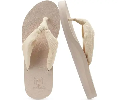 KuaiLu women's flip flop with bow detail and cushioned footbed