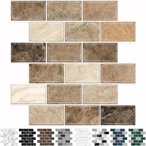 URCOLOR brown marble look peel and stick backsplash tiles