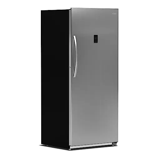 KoolMore silver upright convertible appliance that works as a freezer or refrigerator