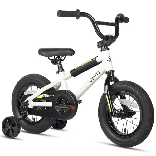 Cubsala 12-inch white BMX bike with training wheels for toddlers