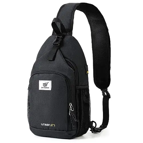 SKYSPER multi-compartment sling backpack with side pockets