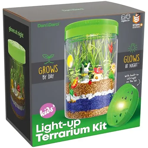 Dan&Darci light-up terrarium kit for kids with plants and miniatures