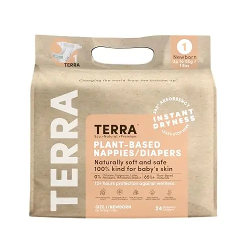 Terra Size 1 Newborn Diapers pack with recyclable packaging