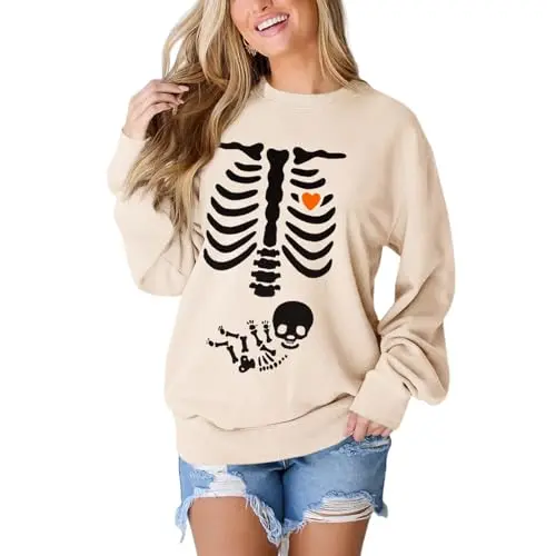 AG AGUU Women's X-Ray Skeleton Print Maternity Sweatshirt
