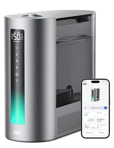 Dreo silver smart humidifier with digital display