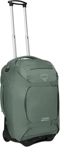 Osprey Sojourn green wheeled travel backpack with harness