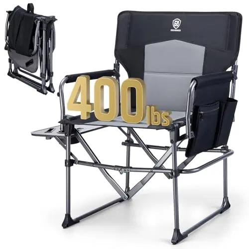 EVER ADVANCED foldable camping directors chair with attached side table