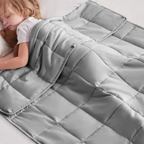 ANFIE kids weighted blanket in stone grey with abstract pattern