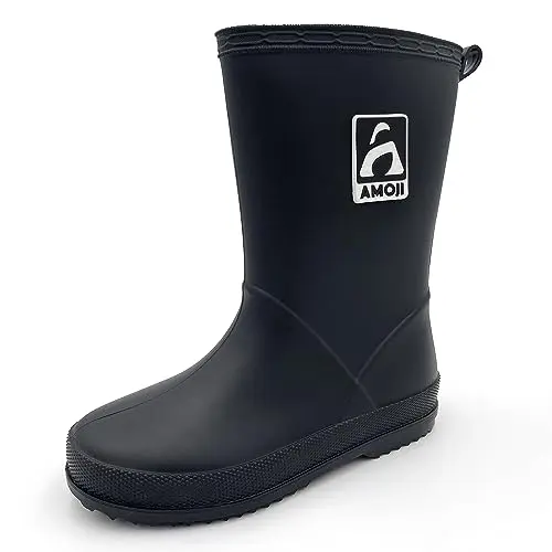 Amoji JT6513 rain boots in black, suitable for various outdoor activities