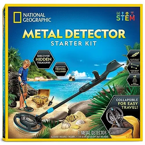 National Geographic Starter kids metal detector kit with multicolor design and trowel