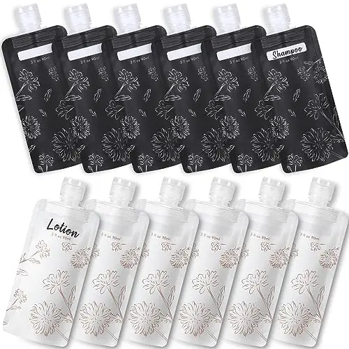 PACKISM 12 pack of slim, foldable travel liquid pouches
