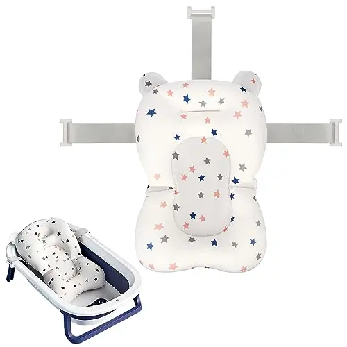 COLORLIFE baby bath seat support net with star pattern and three adjustable straps