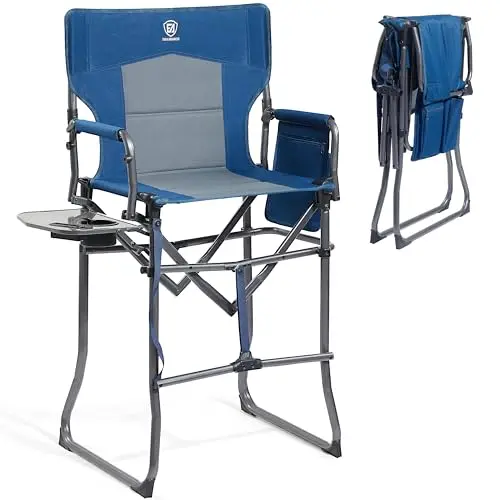 EVER ADVANCED tall folding directors chair with side table