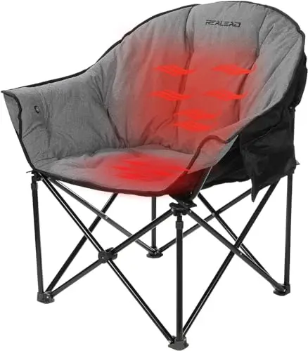 REALEAD oversized heated folding camping chair in grey