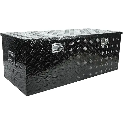 confote black aluminum truck tool box with stripe tread pattern
