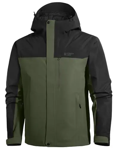 Pioneer Camp Mens Rain Jacket Waterproof Shell in classic outdoor styling