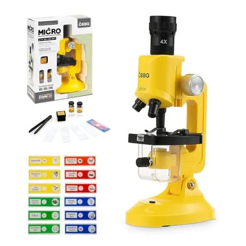 Little World yellow kids microscope with metal or strong plastic construction