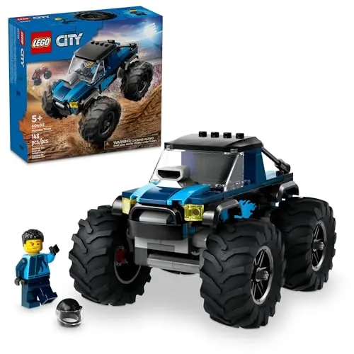 LEGO City Blue Monster Truck building set with driver minifigure