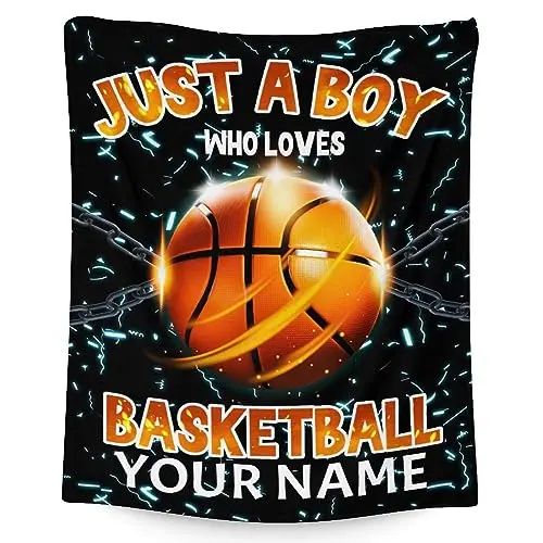 UNIKITTY Custom Basketball design blanket in black flannel