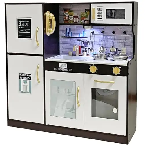 TOUCH US wooden play kitchen toy set with built-in light feature