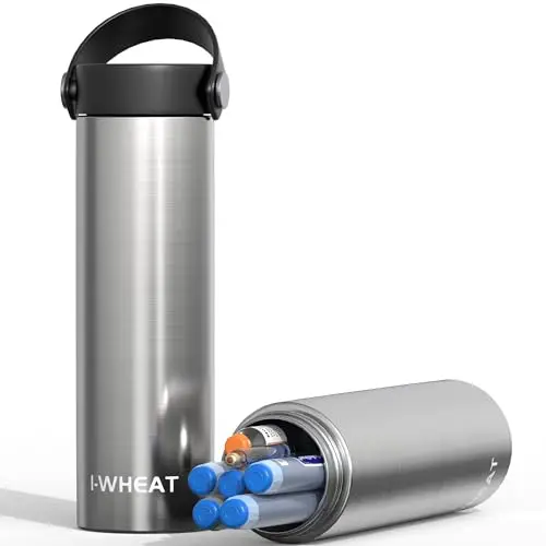 1-WHEAT silver stainless steel vacuum insulin cooler bottle