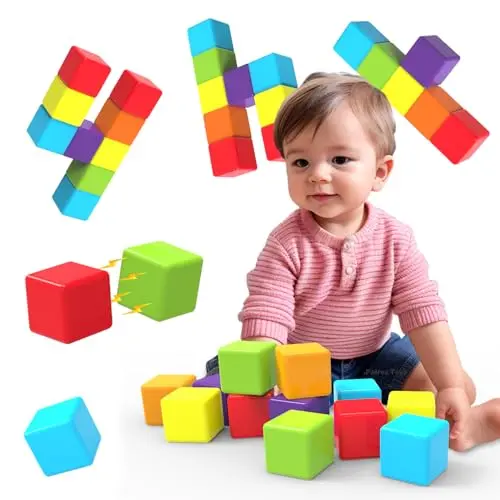 Pairez Toys large magnetic building blocks for toddlers in rainbow colors