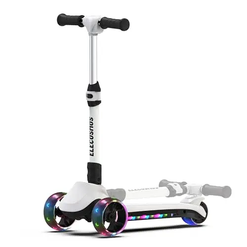 ELECOSMOS white 3-wheel electric scooter for young kids