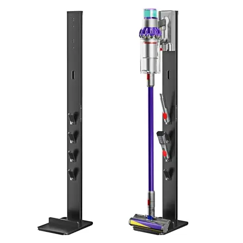 PEGZONE black vacuum stand with a heavy base and 4 hooks
