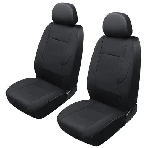 GIANT PANDA black custom-fit bucket seat covers installed in a Jeep front seat