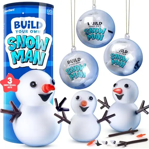 Dan&Darci Build Your Own Snowman kit with three clear ornament orbs containing craft supplies