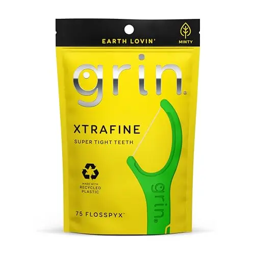 GRIN XtraFine Flosspyx, highlighting the extra-fine floss for super tight teeth