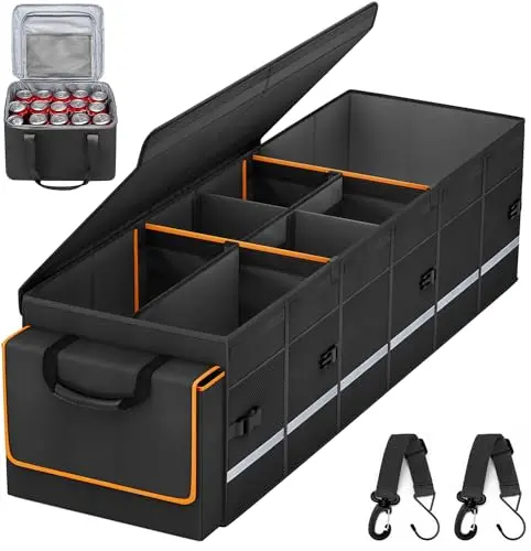 Black GDNasist trunk organizer with lid and removable leakproof cooler bag