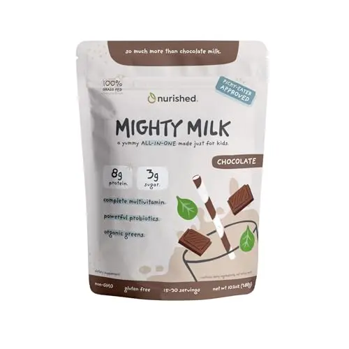 Pouch of Nurished Mighty Chocolate Milk protein powder with probiotics