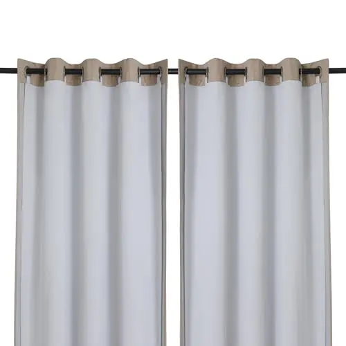 Chyhomenyc greyish-white blackout curtain liners with binder rings.