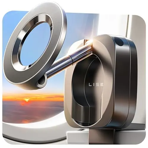 Compact black LISEN MagSafe phone holder for iPhones.