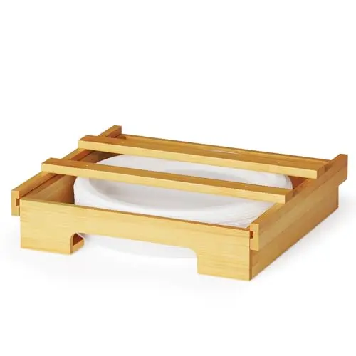 SpaceAid 12-inch bamboo paper plate dispenser for large plates