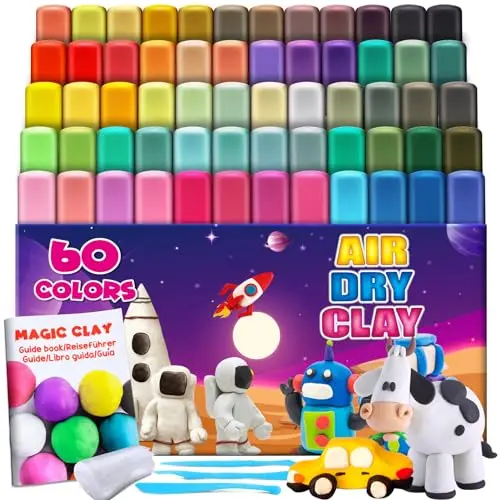 ESSENSON Magic Clay air-dry modeling clay kit with 60 colors for kids
