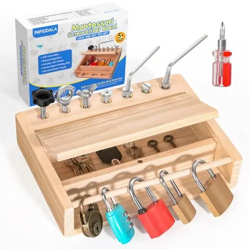 INIFEIDALA Montessori screwdriver board with locks and keys