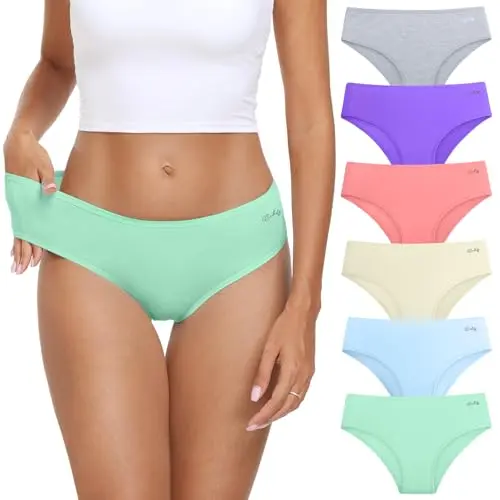 Coskefy Women's Cotton Hipster Panties 6-Pack in various colors