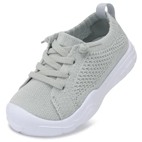 LeIsfIt light grey knit barefoot sneakers for toddlers