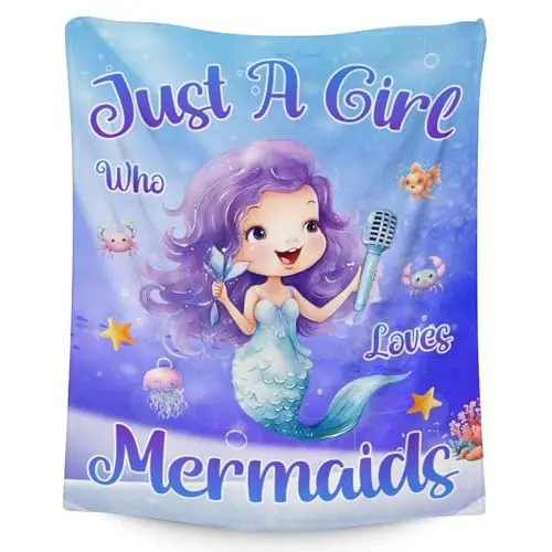 UNIKITTY Mermaid design blanket in large twin size for bed or couch