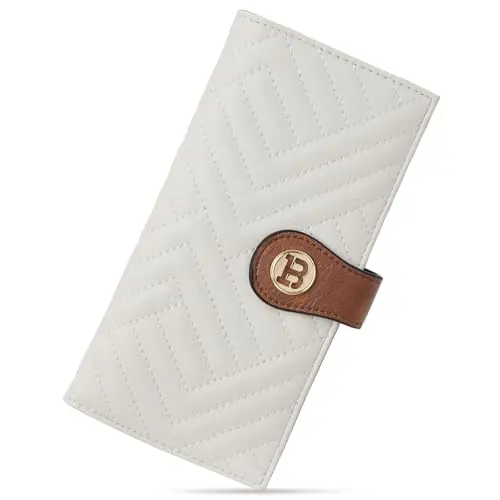 BOSTANTEN Slim Bifold Wallet in Beige&Brown color