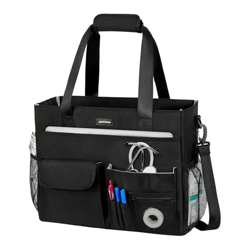 Nurse tote bag with detachable shoulder strap and multiple compartment design