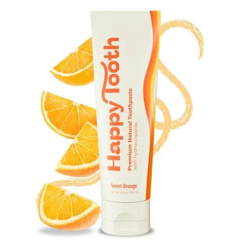Happy Tooth Hydroxyapatite Fluoride-Free Toothpaste in Sweet Orange flavor