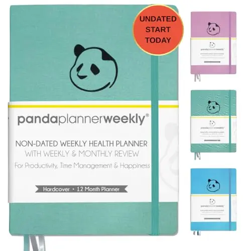 Panda Planner Mental Health Journal in Green with weekly mood tracking
