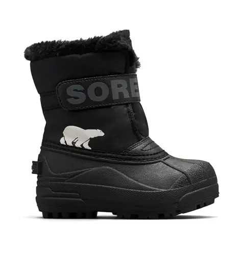 SOREL Children's Snow Commander Boot in black and charcoal