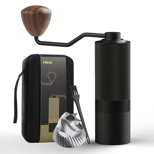 MAVO Wizard manual coffee grinder in black with hexagonal burr