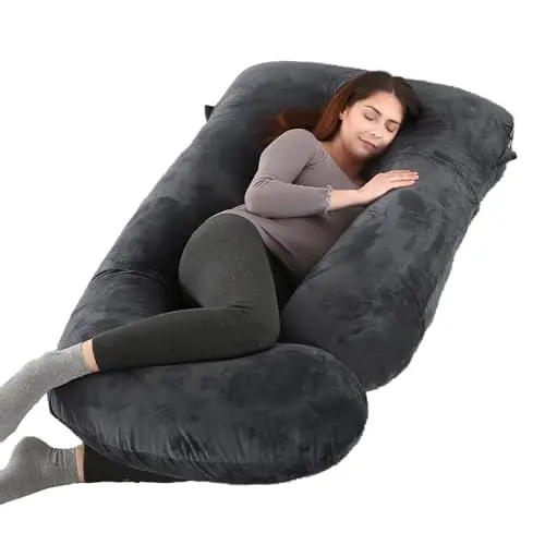 ALLOPERA black-grey velvet full body maternity pillow.