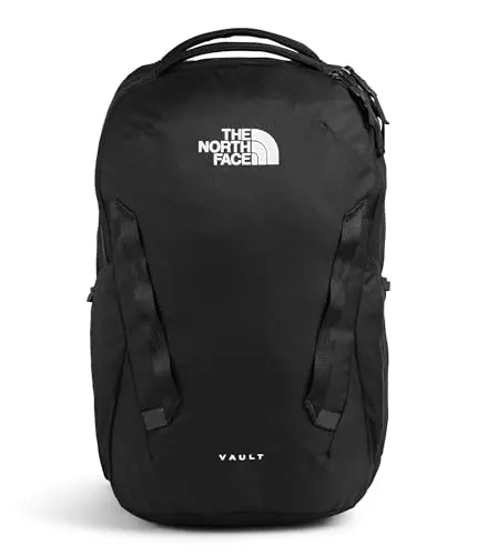 THE NORTH FACE Vault black backpack with standing structure and water bottle pockets